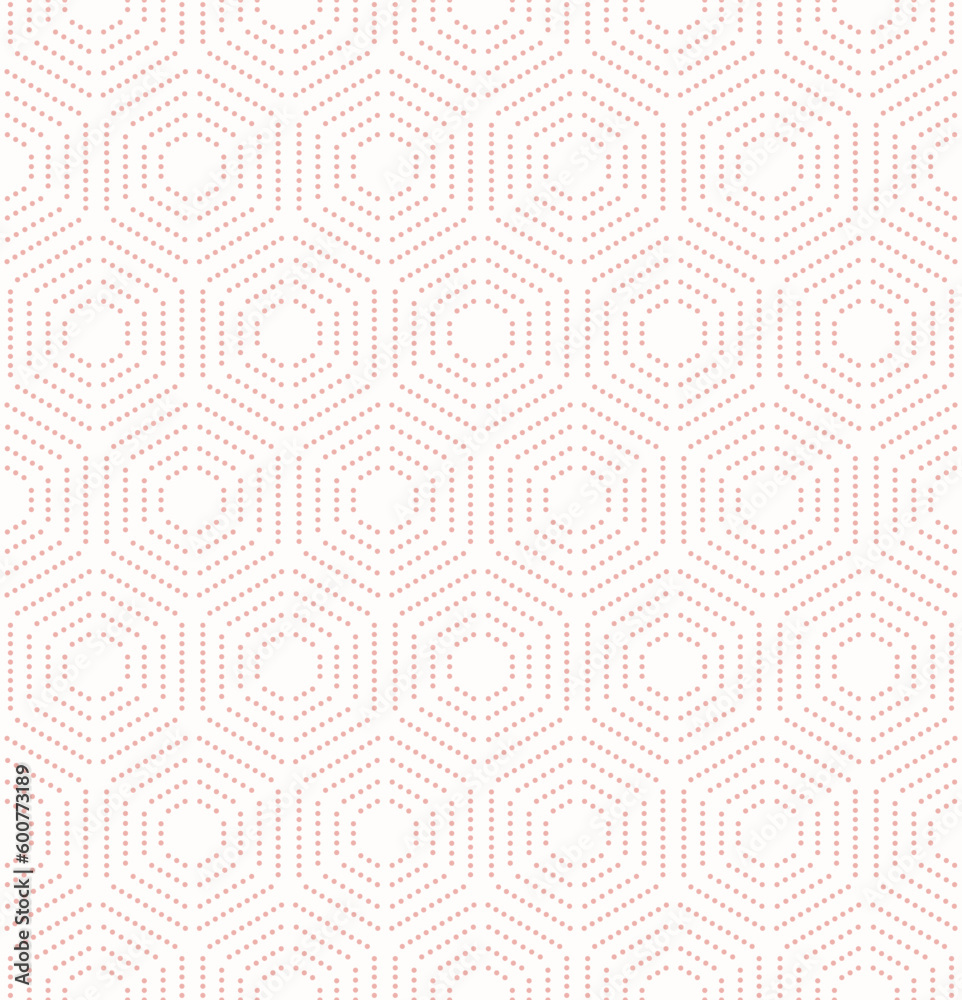 Geometric repeating vector ornament with hexagonal dotted elements. Geometric pink modern ornament. Seamless abstract modern pattern Geometric repeating vector ornament with hexagonal dotted elements. Geometric pink modern ornament. Seamless abstract modern pattern