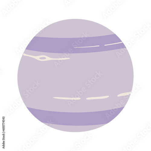 Planet Neptune hand drawn cartoon illustration. Flat style design, isolated vector. Kids print element, astronomy, astrology, celestial body, Solar system, space travel, cosmos, science fiction