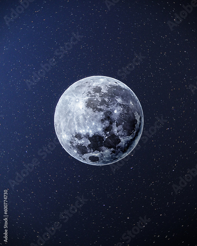 Full moon at the starry sky