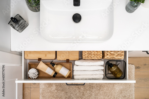 Slika na platnu modern washroom with under sink cabinet and washbasin