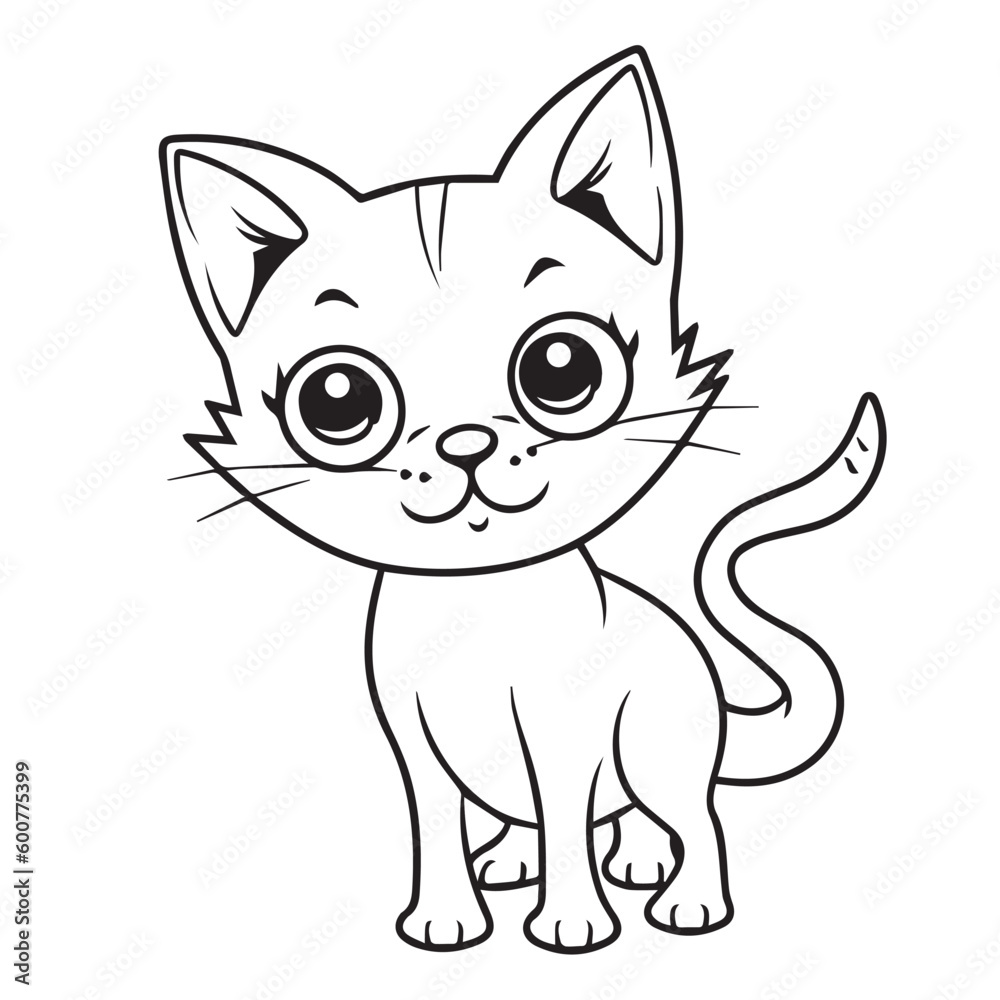 Cat for coloring book or coloring page for kids vector clipart