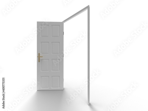 開いたドアの3Dイラストレーション カットアウトされたドア
