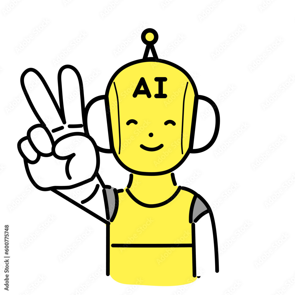 かわいい人物のイラストシリーズ _ AIのキャラクター _ ピースサイン かわいい人物のイラストシリーズ _ AIのキャラクター _ ピースサイン