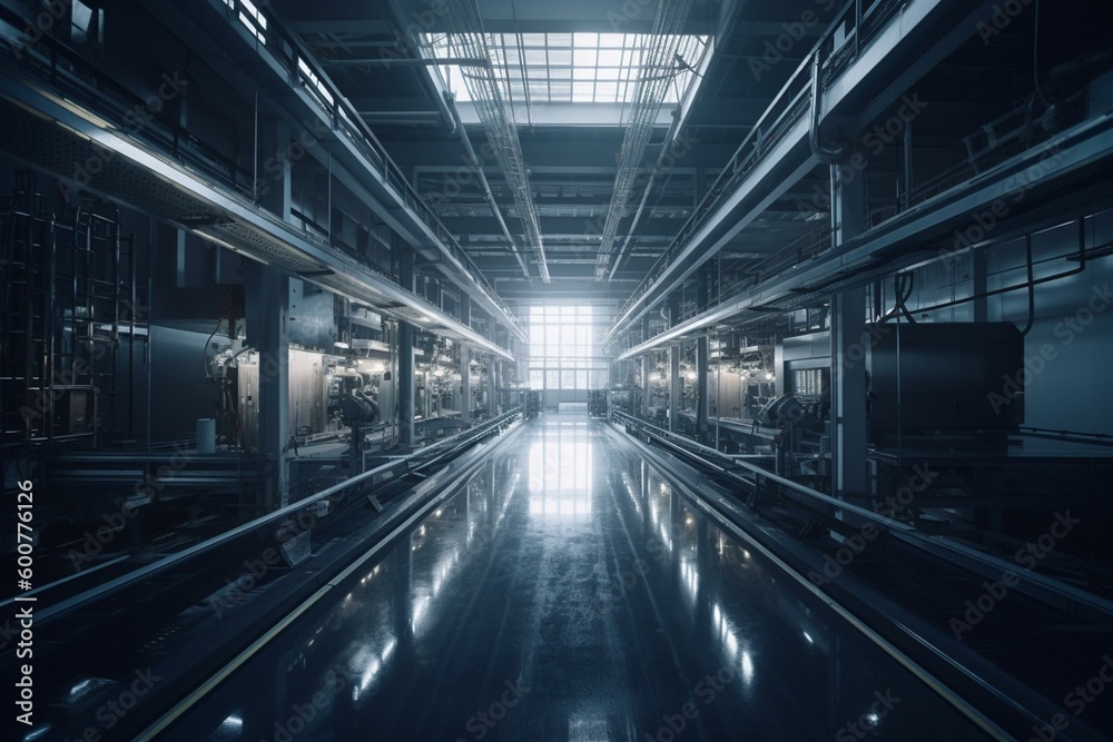 Contemporary manufacturing facility. Large-scale production plant. Generative AI