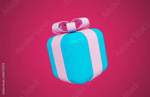 gift box party heppy birthday 3d render blue photo