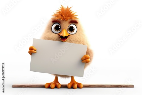 Cute Cartoon Bird Holding a...