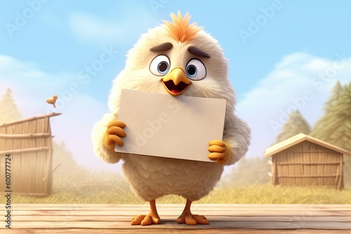 Cute Cartoon Bird Holding a...
