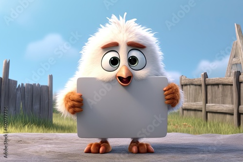 Cute Cartoon Bird Holding a...