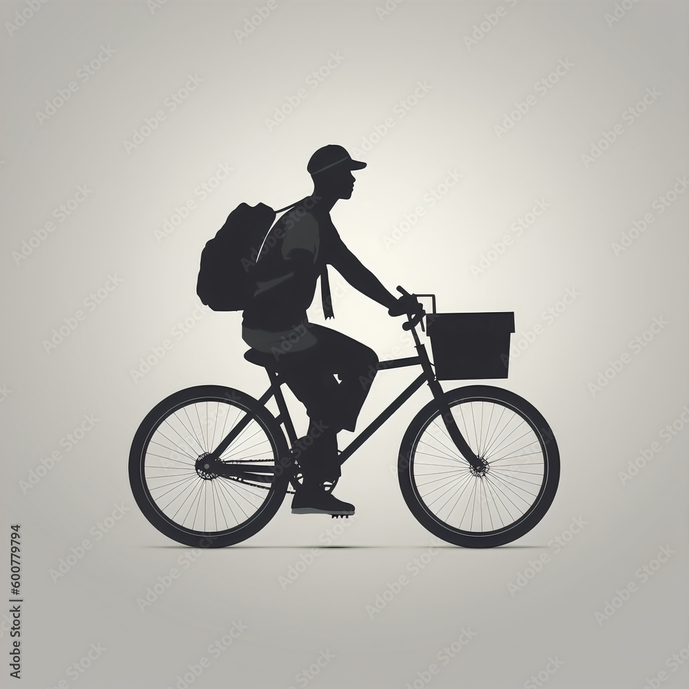 silhouette of delivery guy with cycle, isolated vector illustration on white background for logo, graphic design, advertising, and marketing. generative ai silhouette of delivery guy with cycle, isolated vector illustration on white background for logo, graphic design, advertising, and marketing. generative ai