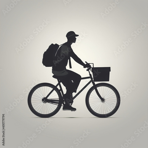 silhouette of delivery guy with cycle, isolated vector illustration on white background for logo, graphic design, advertising, and marketing. generative ai