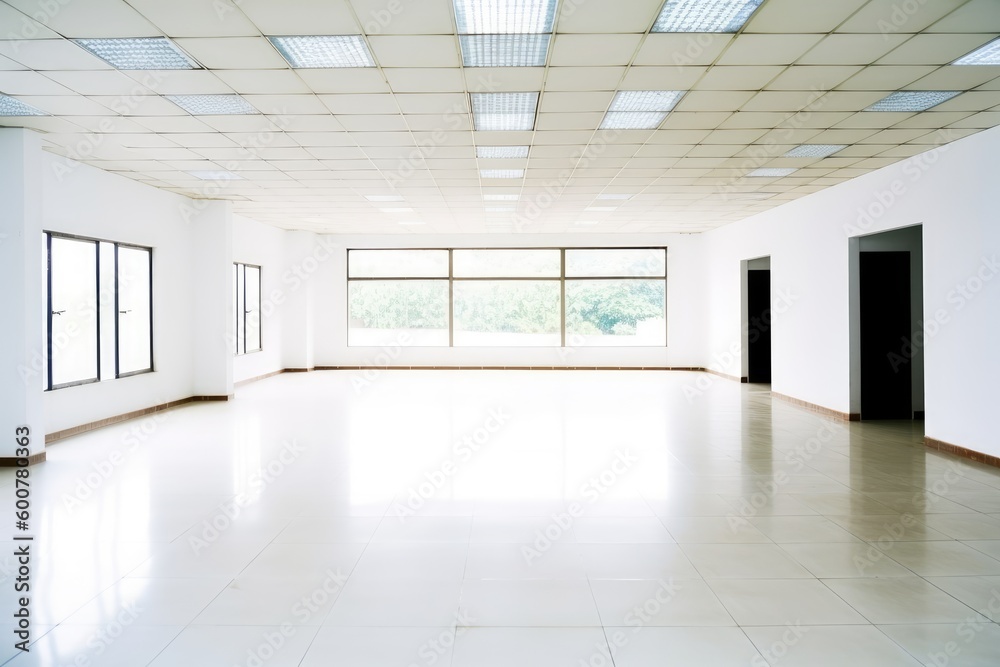 Empty modern office space generative ai illustration with copy space Empty modern office space generative ai illustration with copy space