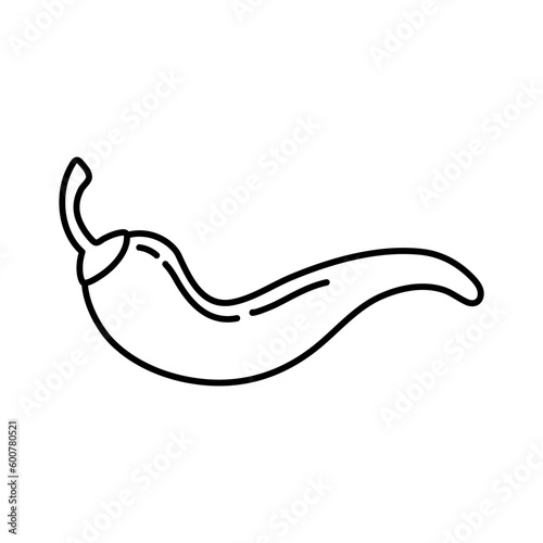 Chili pepper hand drawn outline doodle icon. Vector sketch illustration of chili pepper for print, web, mobile and infographics isolated on white background.