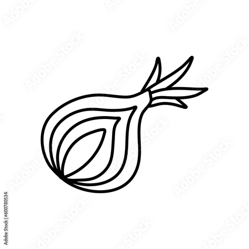 hand drawn vector illustration of onion cooking ingredient in modern sketch hanndrawn style isolated on white background