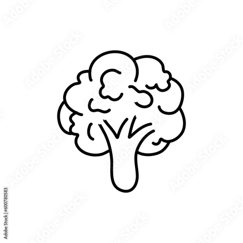 Hand drawn broccoli icon. Vector badge vegetable in the old ink style for brochures, banner, restaurant menu and market
