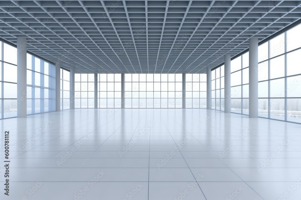 Empty modern office space generative ai illustration with copy space Empty modern office space generative ai illustration with copy space