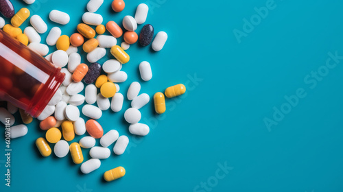 Colorful pills background. Illustration AI Generative.