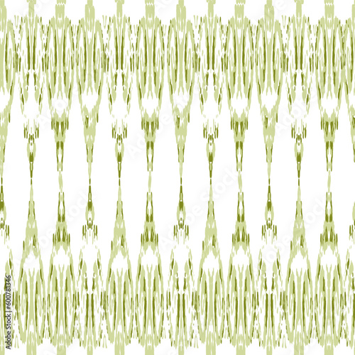 Ethnic Vector Pattern. Bohemian Peacock Print. Geometric Ikat Seamless Design. Fashion Retro Art. Abstract Modern Batik. Vintage Ornament. Rhombus Watercolor Background. Green and Turquoise