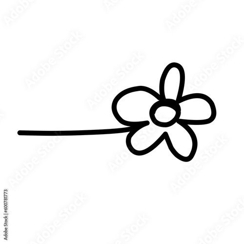 Handrawn flower doodle. cute spring plant.