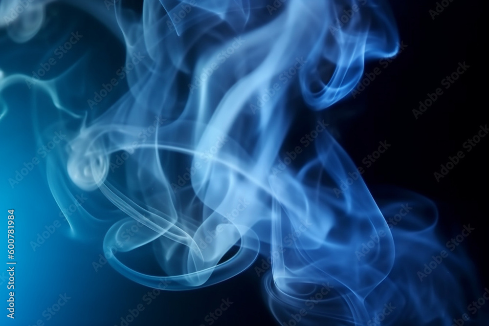 Beautiful abstract light background with blue smoke on dark black background, generated ai Beautiful abstract light background with blue smoke on dark black background, generated ai