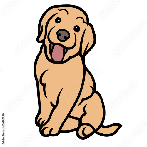 Cartoon Golden Retriever or Labrador Dog Illustration  