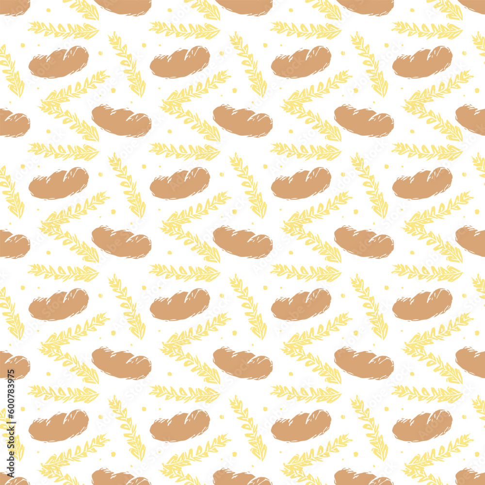 Seamless pattern with bread icons. Bread background
