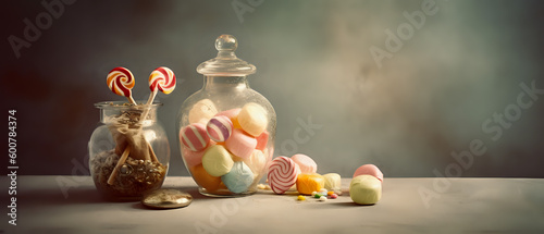 Beautiful colorful candy decoration background - generative AI - varieties of colorful candies