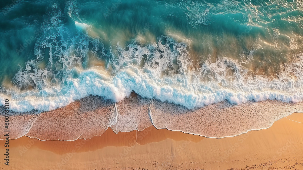 Beach drone view. Illustration AI Generative.