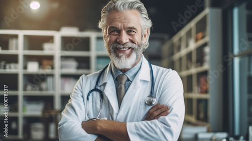 Medical background with doctor. Illustration AI Generative.