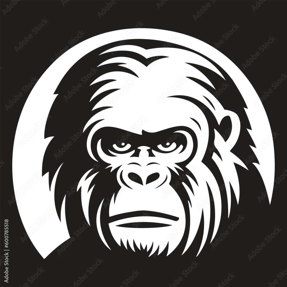 Gorilla head Vector illustration. Gorilla Vintage Logo