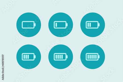 Battery icon set. battery charge level. battery Charging icon © willow flute