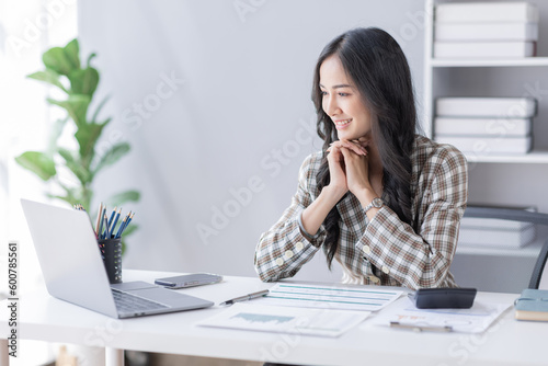 Businessman working at office with documents on his desk, doing planning analyzing the financial report, business plan investment, finance analysis concept