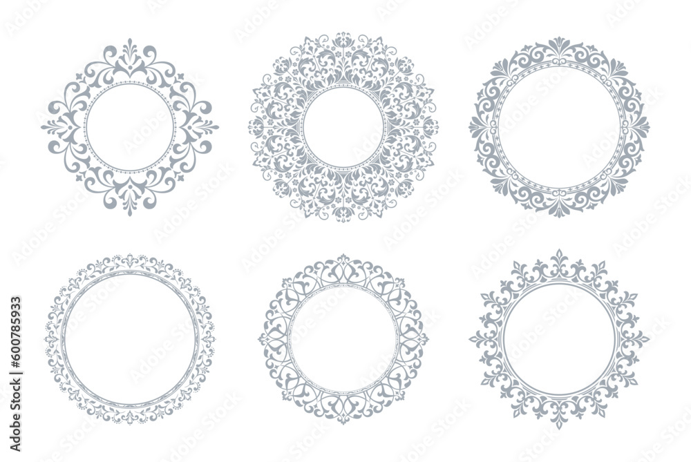 custom made wallpaper toronto digitalSet of decorative frames Elegant vector element for design in Eastern style, place for text. Floral gray and white borders. Lace illustration for invitations and greeting cards