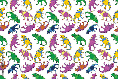 pattern with interesting doodles on colorfil background. Pano. Raster illustration.