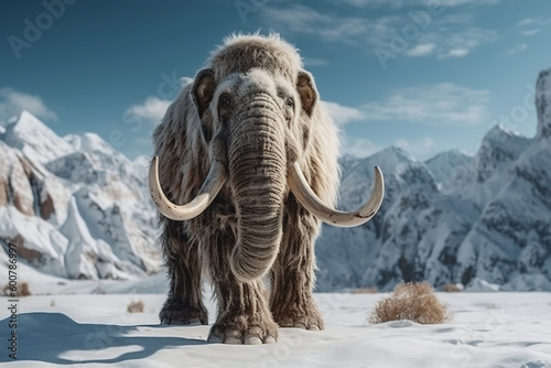 Baby mammoth. Generative ai