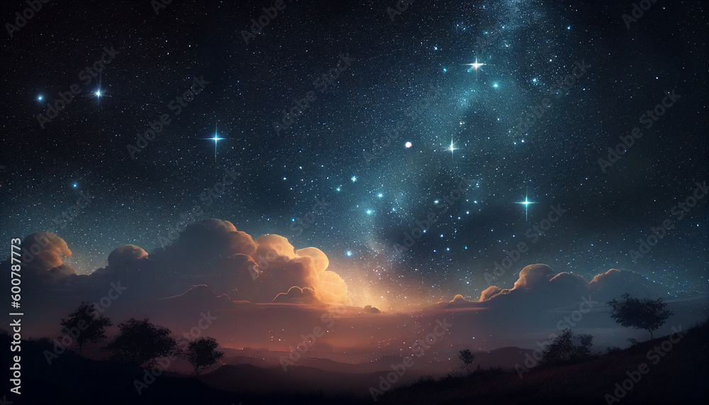 A starry night sky with a few stars in the sky, Generative AI