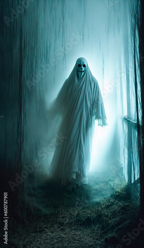 Poltergeist. Portrait of a ghost, paranormal spirit. Generative AI