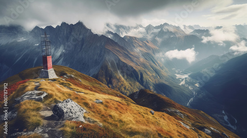 Beautiful mountain background., Illustration AI Generative