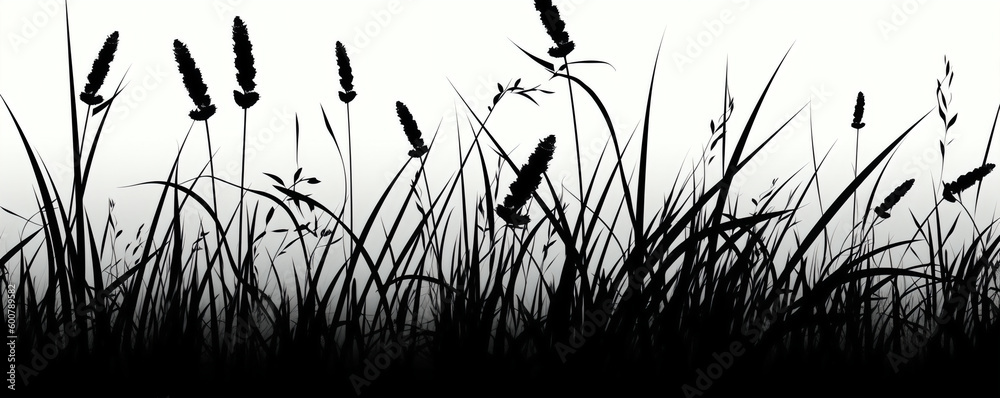 Grass Silhouette Vector Illustration for Design and Marketing. Generative AI Grass Silhouette Vector Illustration for Design and Marketing. Generative AI