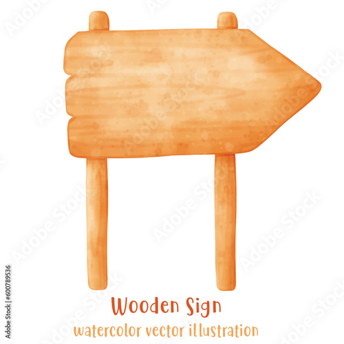 wooden sign, watercolor wood, beach sign vector illustration