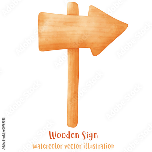 wooden sign, watercolor wood, beach sign vector illustration