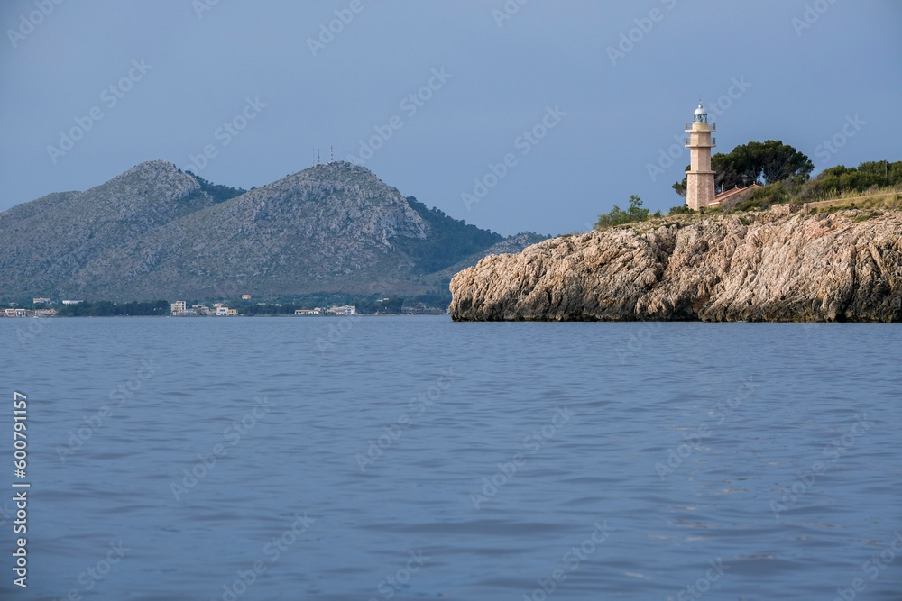 Punta de la Avanzada Lighthouse, Tramuntana coast, Pollensa, Majorca, Balearic Islands, Spain
