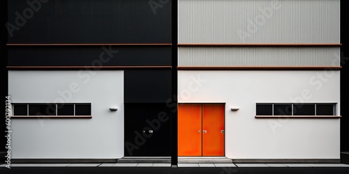 AI Generated. AI Generative. Japan style city urban minimal architecture street style photo realistic illustration. Urban concrete aesthetics vibe. Graphic Art
