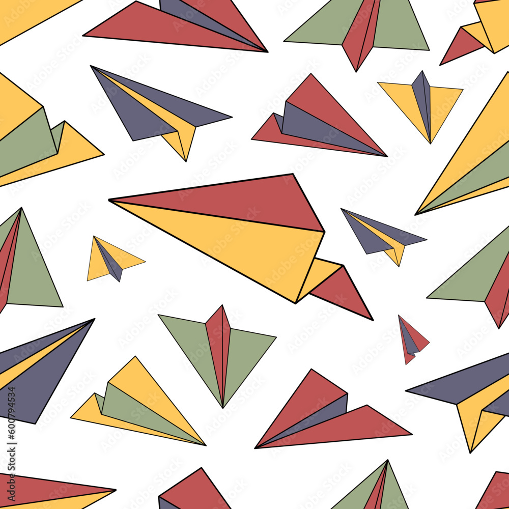 Flying Paper Plane Pattern Outline Flying Paper Plane Pattern Outline