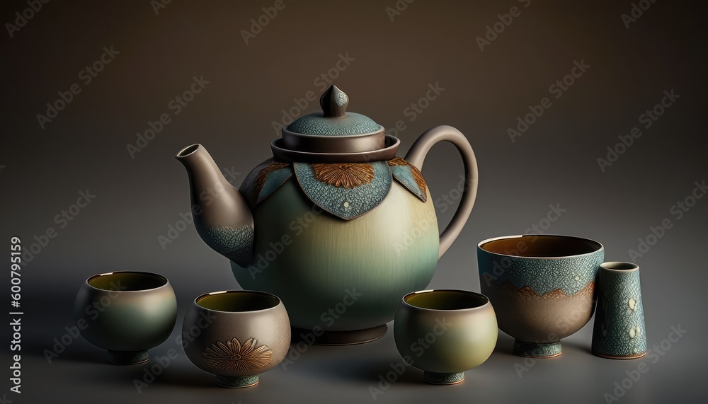 traditional hot tea set wallpaper a organic beverage generative ai