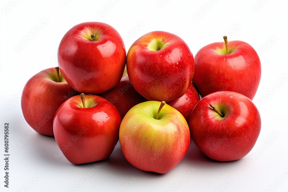 Apple, Red natural fruit on white background (Ai generated) Apple, Red natural fruit on white background (Ai generated)
