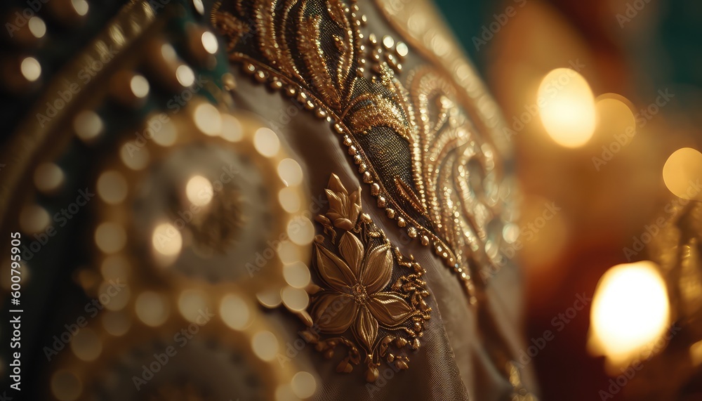 Fototapeta premium arabic style bridal wedding fabric wallpaper with a royal touch generative ai