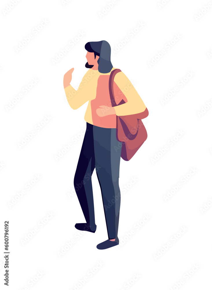 One person walking with bag One person walking with bag