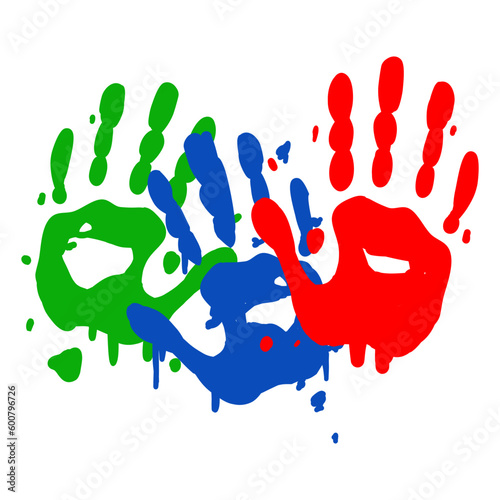 Kid Hand Prints Children Hands Paint Playful Colorful Art Vector
