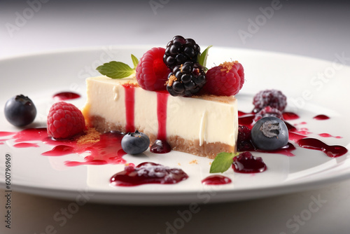 Close up of cheesecake created by generative AI