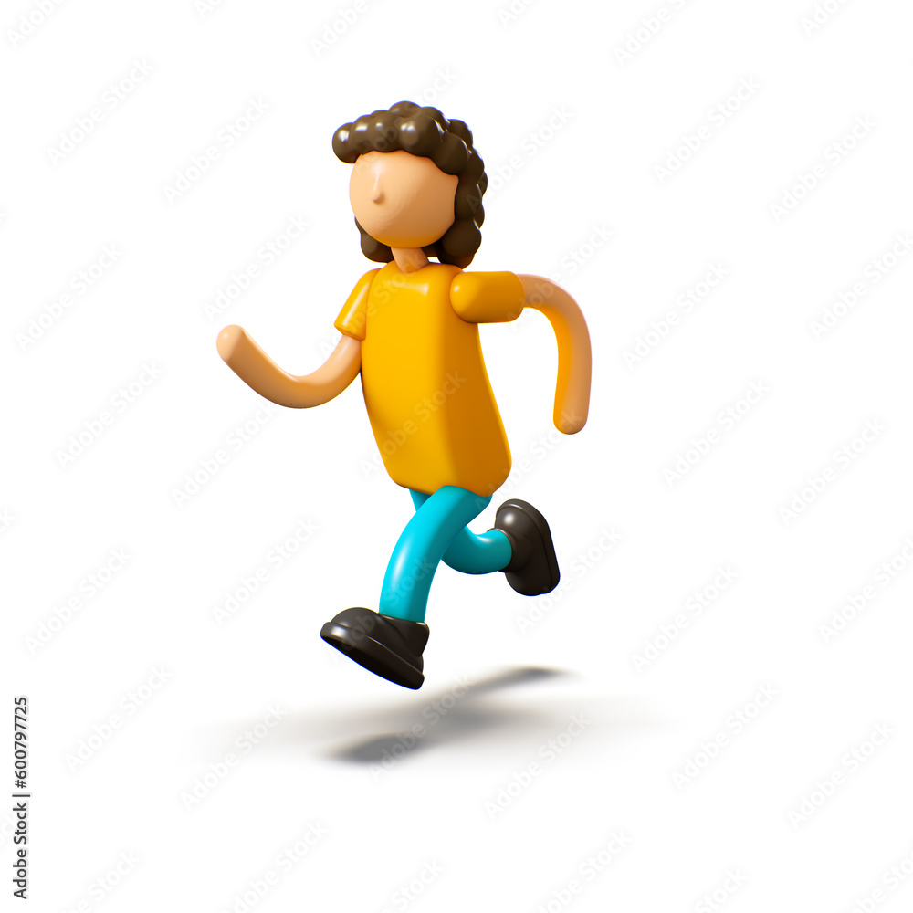 3D genderless Character running 3D genderless Character running